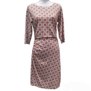 J. McLaughlin Dress Catalina Cloth Blue Coral Orange Ikat Floral Print Size XS